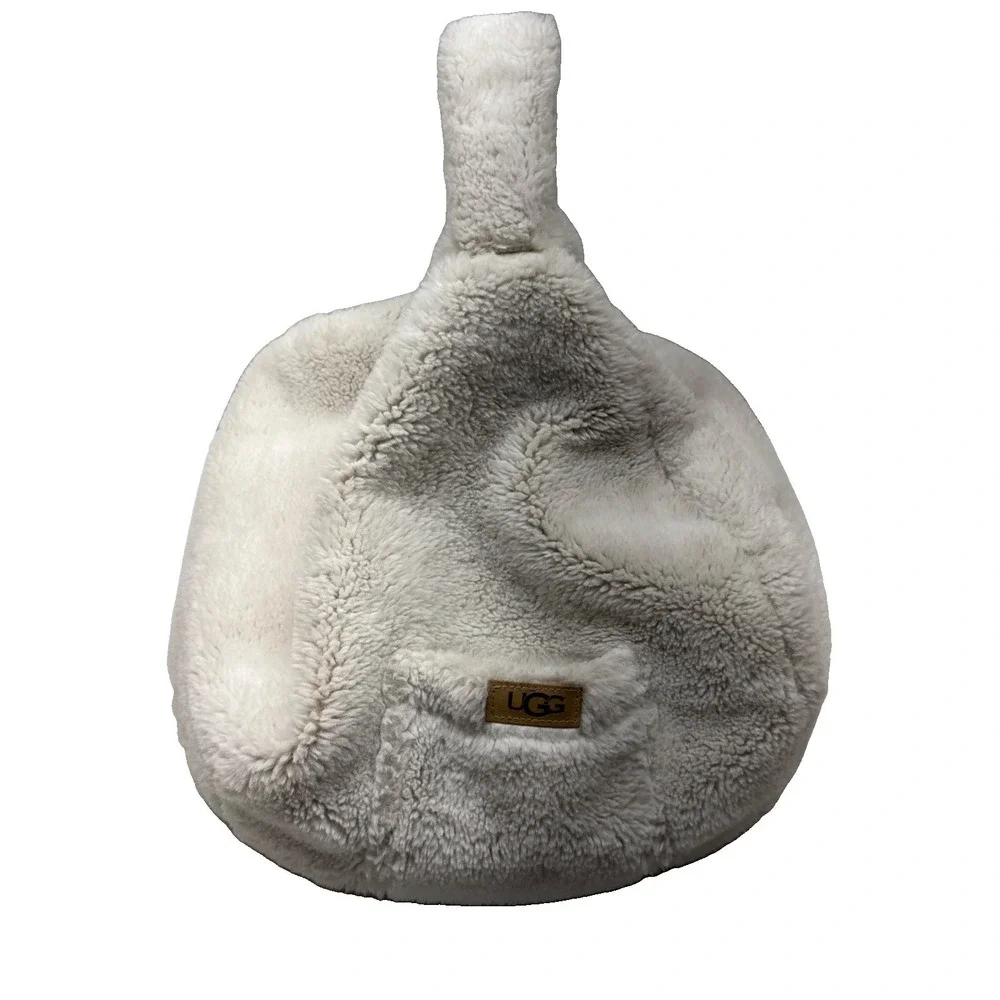UGG Faux Fur BEANBAG Off White Mini PILLOW Laptop Tablet HOLDER Poof POCKET Pouf
